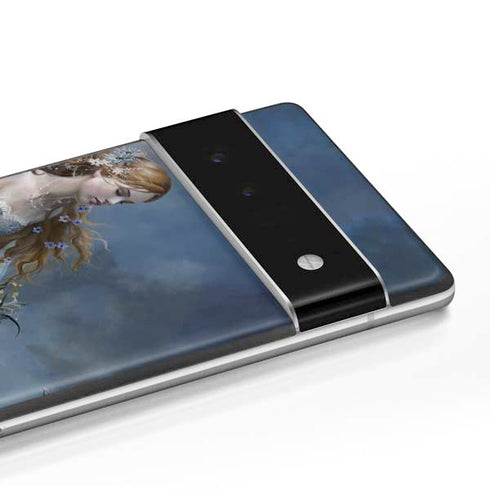 Fairy with Black Cat Sitting on Moon by Nene Thomas Google Pixel 6 Skin